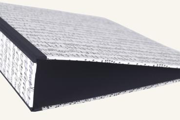 Music folder with black edges and mechanism for filing